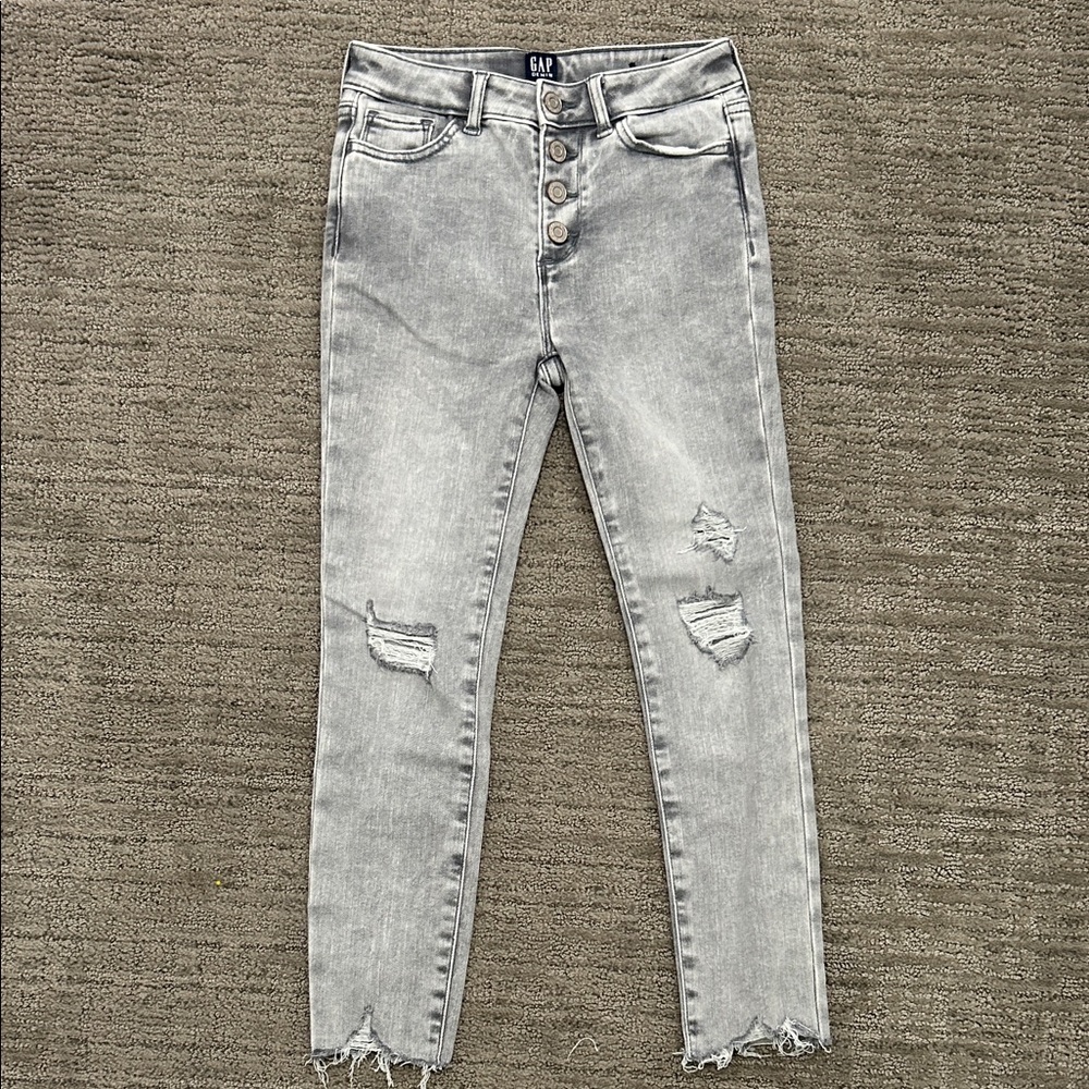 GAP Light Gray Distressed Ankle Jeans